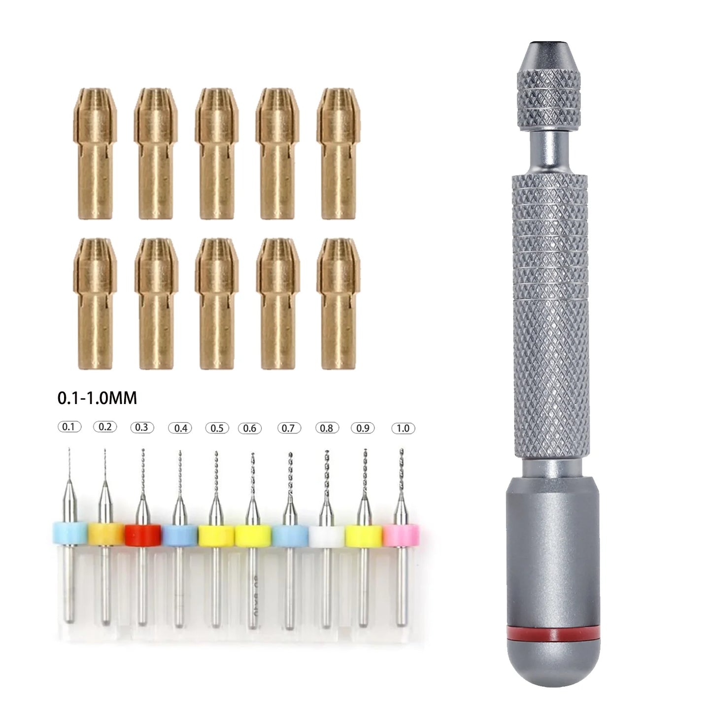 Mini Taladro Manual de Precisión con 10 Brocas – Set para Modelismo - Manualidades