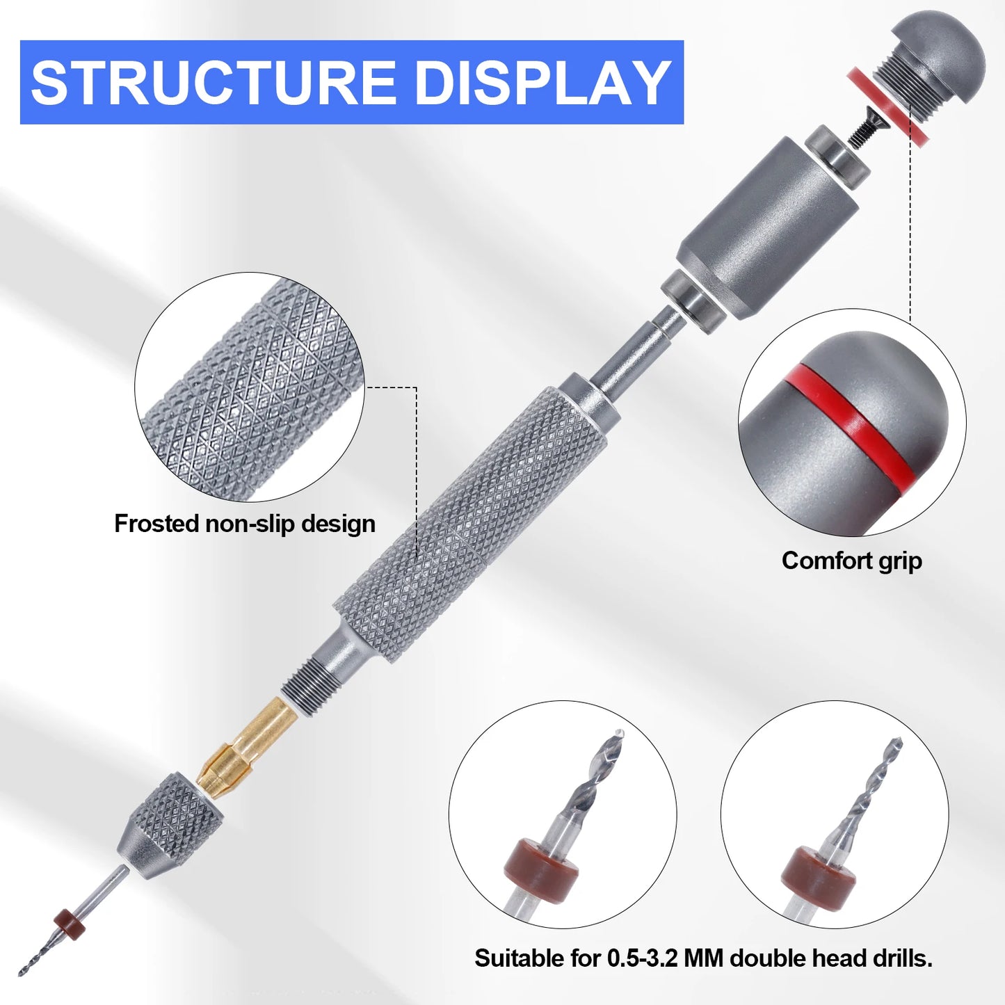 Mini Taladro Manual de Precisión con 10 Brocas – Set para Modelismo - Manualidades