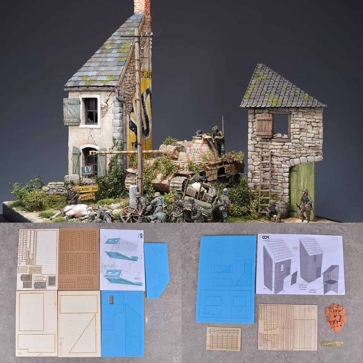 Kit de edificios en ruinas 1:35 – Escenografía para dioramas militares